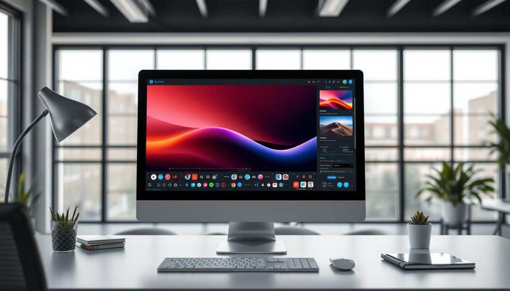 Generate an image of Luminar Neo's interface on a computer screen