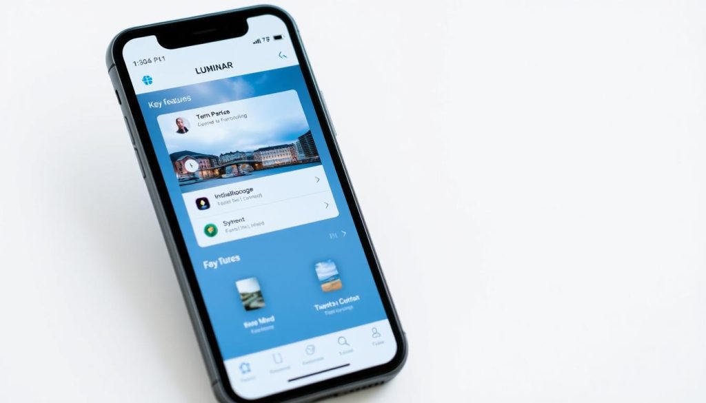 Generate an image representing the Skylum Luminar Mobile app interface on a mobile device.