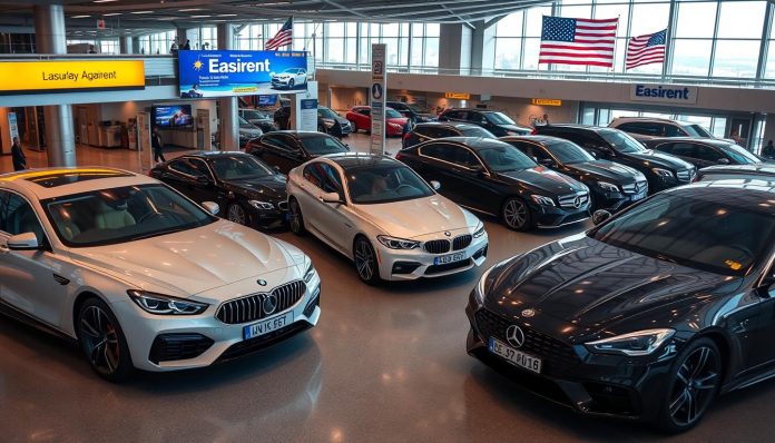 Image of Easirent's premium car fleet at a US airport