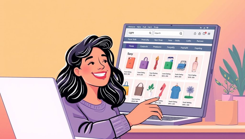 Image of a customer happily shopping on Lightinthebox website