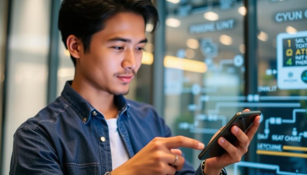 Image of a person checking their phone's compatibility with Voye Global eSIM