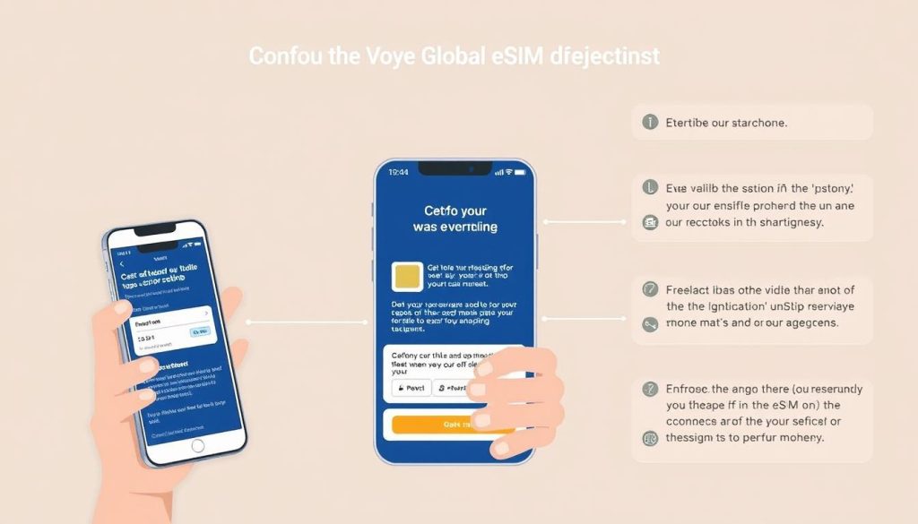 Image of a person easily setting up Voye Global eSIM on their smartphone