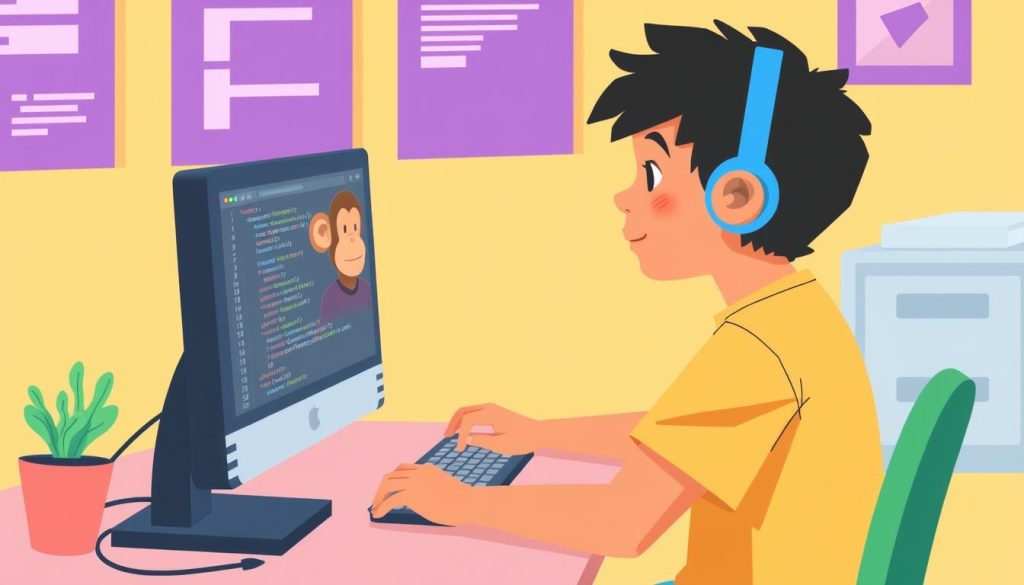 Image of a student using CodeMonkey on a computer