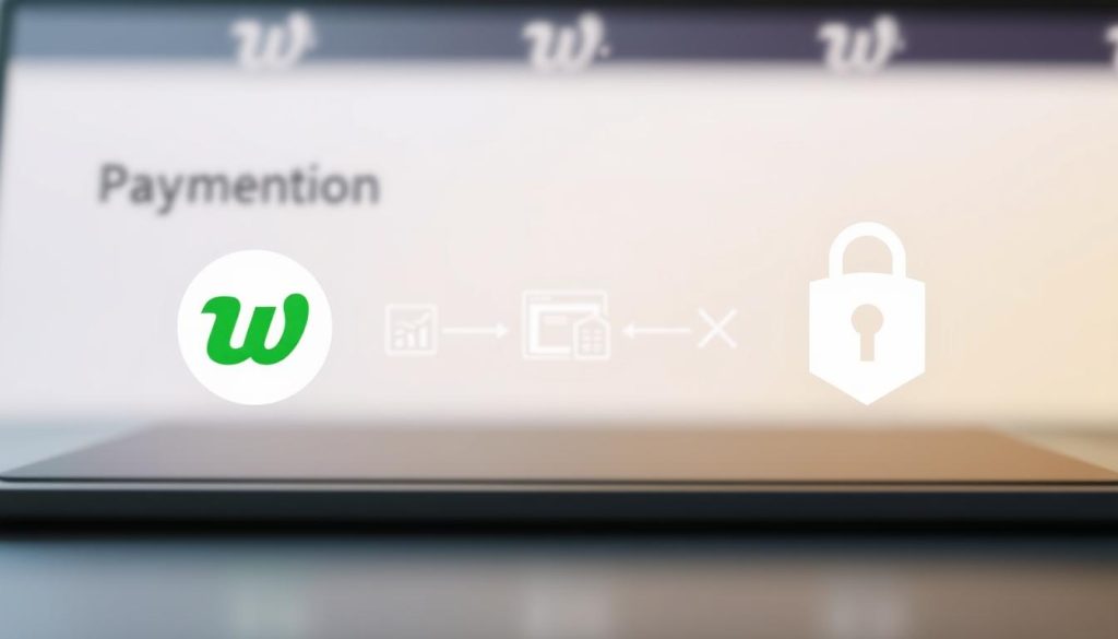 A high-quality, detailed image of Upwork's payment protection feature, showcasing a secure digital payment system with a clean, minimalist design. The foreground should prominently display an Upwork logo or icon, along with a graphical representation of a transaction or payment flow. The middle ground should include stylized icons, graphs, or visual cues that convey the concept of financial security and protection. The background should feature a soft, blurred gradient in Upwork's brand colors, creating a professional and trustworthy atmosphere. Bright, diffused lighting should illuminate the scene, with a slight depth of field to focus the viewer's attention on the key elements. The overall mood should be one of confidence, reliability, and transparency in Upwork's payment processes.