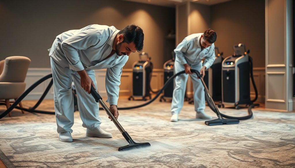 technicians cleaning