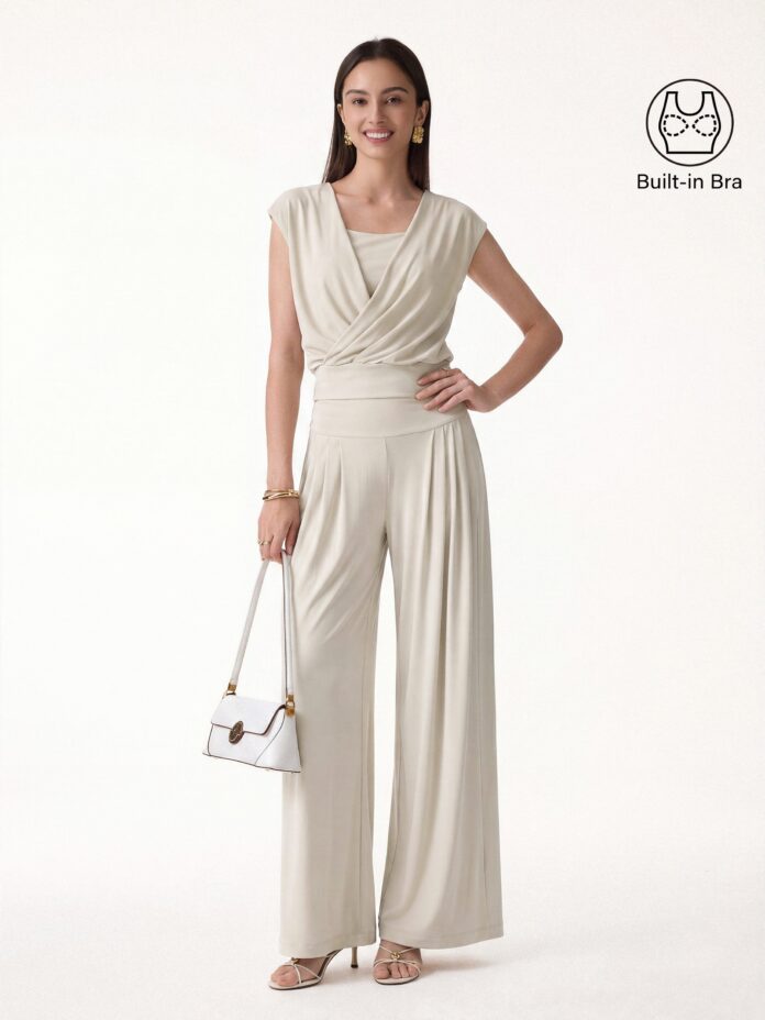 OGLmove two-piece wrap bra tank and palazzo pants official photo
